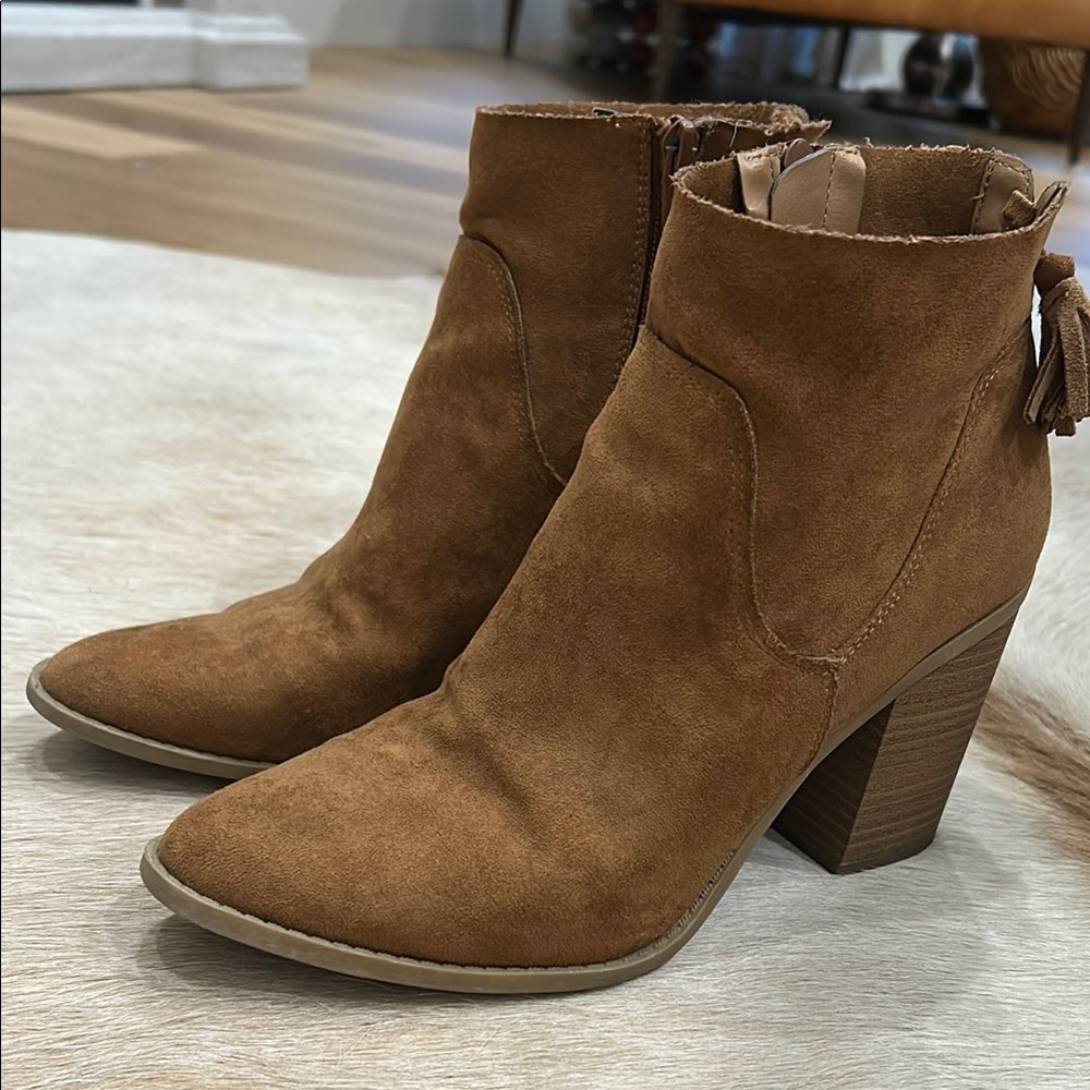 Brown Suede Ankle Boots, Size 8